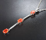 Серебряная подвеска с ограненными оранжевыми опалами + цепочка Серебро 925