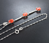 Серебряная подвеска с ограненными оранжевыми опалами + цепочка Серебро 925