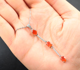 Серебряная подвеска с ограненными оранжевыми опалами + цепочка Серебро 925