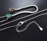 Изысканная серебряная подвеска с цитрином и изумрудом + цепочка Серебро 925