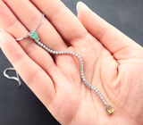 Изысканная серебряная подвеска с цитрином и изумрудом + цепочка Серебро 925