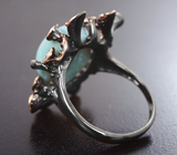 Серебряное кольцо с ларимаром и апатитами