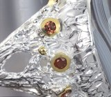 Серебряное кольцо с агатом 35+ карат и альмандинами гранатами