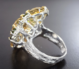 Сребряное кольцо с цитринами, перидотом, желтым и зелеными турмалинами
