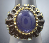 Серебряное кольцо с танзанитом и голубыми топазами Серебро 925