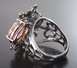Серебряное кольцо с резным цитрином, розовым и зеленым турмалинами Серебро 925