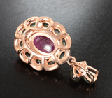 Серебряный кулон с рубином и полихромными сапфирами Серебро 925