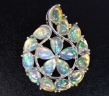 Превосходный серебряный кулон с кристаллическими эфиопскими опалами Серебро 925