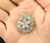 Превосходный серебряный кулон с кристаллическими эфиопскими опалами Серебро 925