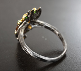 Черненое серебряное кольцо с цитринами и диопсидами Серебро 925