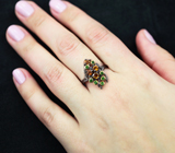 Черненое серебряное кольцо с цитринами и диопсидами Серебро 925