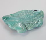 Резной зеленый халцедон с синими сапфирами 54,95 карата 