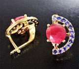 Серьги с родонитами 5,3 карата и сапфирами с фиолетовым оттенком