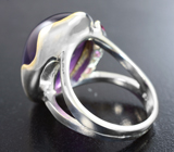 Серебряное кольцо с аметистами 25+ карат и родолитами
