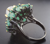 Серебряное кольцо с лунным камнем, изумрудами и перидотами Серебро 925