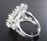 Серебряное кольцо с резным цитрином, танзанитами и иолитами Серебро 925