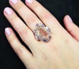 Серебряное кольцо с резным цитрином, танзанитами и иолитами Серебро 925