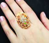 Серебряное кольцо с кристаллическими эфиопскими опалами и цитринами Серебро 925