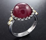Серебряное кольцо с рубином 9,47 карата и синими сапфирами