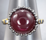 Серебряное кольцо с рубином 9,47 карата и синими сапфирами Серебро 925