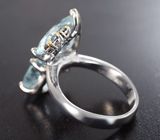 Серебряное кольцо с аквамаринами 9,06 карата и синими сапфирами