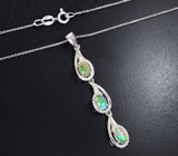 Изысканный серебряный кулон с кристаллическими эфиопскими опалами + цепочка Серебро 925