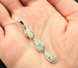 Изысканный серебряный кулон с кристаллическими эфиопскими опалами + цепочка Серебро 925