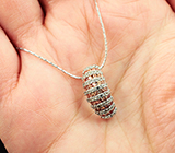 Серебряный кулон с падпараджа сапфирами бриллиантовой огранки и бесцветными топазами + цепочка Серебро 925