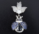 Оригинальный серебряный комплект с синими сапфирами Серебро 925