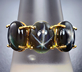 Золотое кольцо cо звездчатыми сапфирами 9,93 карата