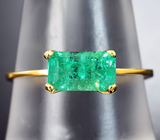 Золотое кольцо с ярким уральским изумрудом 1,03 карата Золото