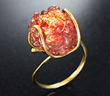 Золотое кольцо с резным солнечным камнем 15,45 карата