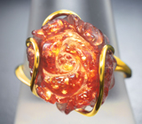 Золотое кольцо с резным солнечным камнем 15,45 карата Золото