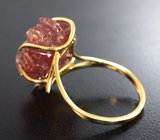 Золотое кольцо с резным солнечным камнем 15,45 карата