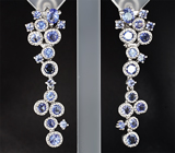 Впечатляющие серебряные серьги с танзанитами Серебро 925