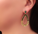 Крупные серебряные серьги с перидотами, диопсидами и изумрудами Серебро 925