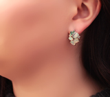 Серебряные серьги с кристаллическими эфиопскими опалами и изумрудами Серебро 925