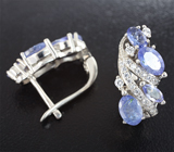 Эффектные серебряные серьги с танзанитами Серебро 925