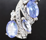 Эффектные серебряные серьги с танзанитами Серебро 925