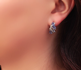 Эффектные серебряные серьги с танзанитами Серебро 925