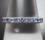 Прелестное серебряное кольцо с танзанитами Серебро 925