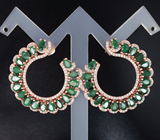 Роскошные серебряные серьги с изумрудами Серебро 925