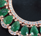 Роскошные серебряные серьги с изумрудами Серебро 925