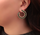 Роскошные серебряные серьги с изумрудами Серебро 925