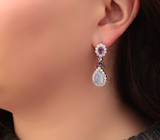 Праздничные серебряные серьги с халцедоном и аметистами Серебро 925