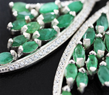 Замечательные серебряные серьги с голубыми цирконами и изумрудами Серебро 925