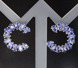 Стильные серебряные серьги с танзанитами Серебро 925