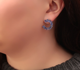 Стильные серебряные серьги с танзанитами Серебро 925