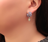 Эффектные серебряные серьги с кристаллическими эфиопскими опалами и танзанитами Серебро 925