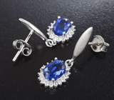 Яркие серебряные серьги с васильковыми кианитами Серебро 925